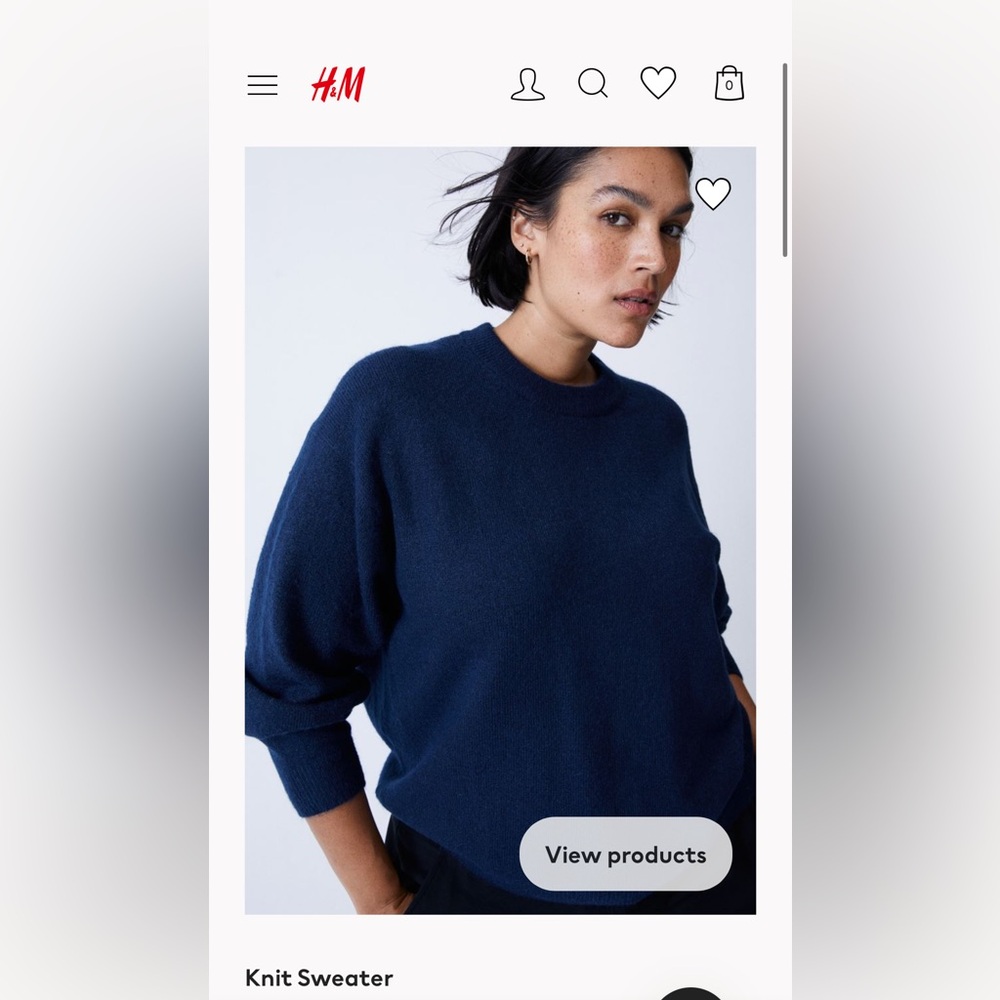 H&M NWT Navy Knit Sweater; Sz Small